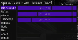 freedom overlay, Difficulty tab with AR / CS / OD sliders