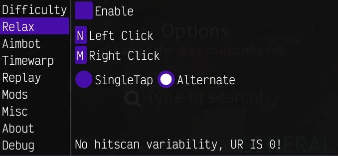freedom in-game overlay, Relax config tab