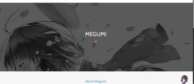 megumi.dev hero banner with the Megumi Kato character art and the MEGUMI wordmark